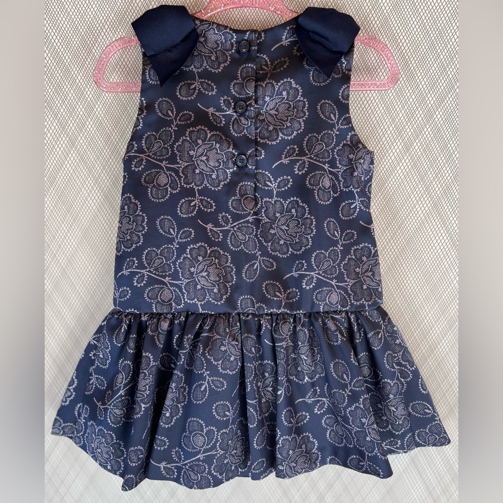 Janie and Jack - Shimmer floral jacquard bow accents 2pc dress (Size 12-18m) - Picture 2 of 5